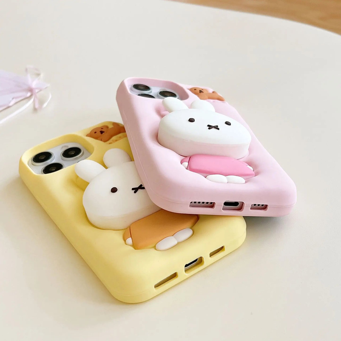 Kawaii Miffy Phone Case 12/13/14/15/16ProMax All Inclusive Silicone Soft with Bracket Shell Anti-drop Christmas Toy