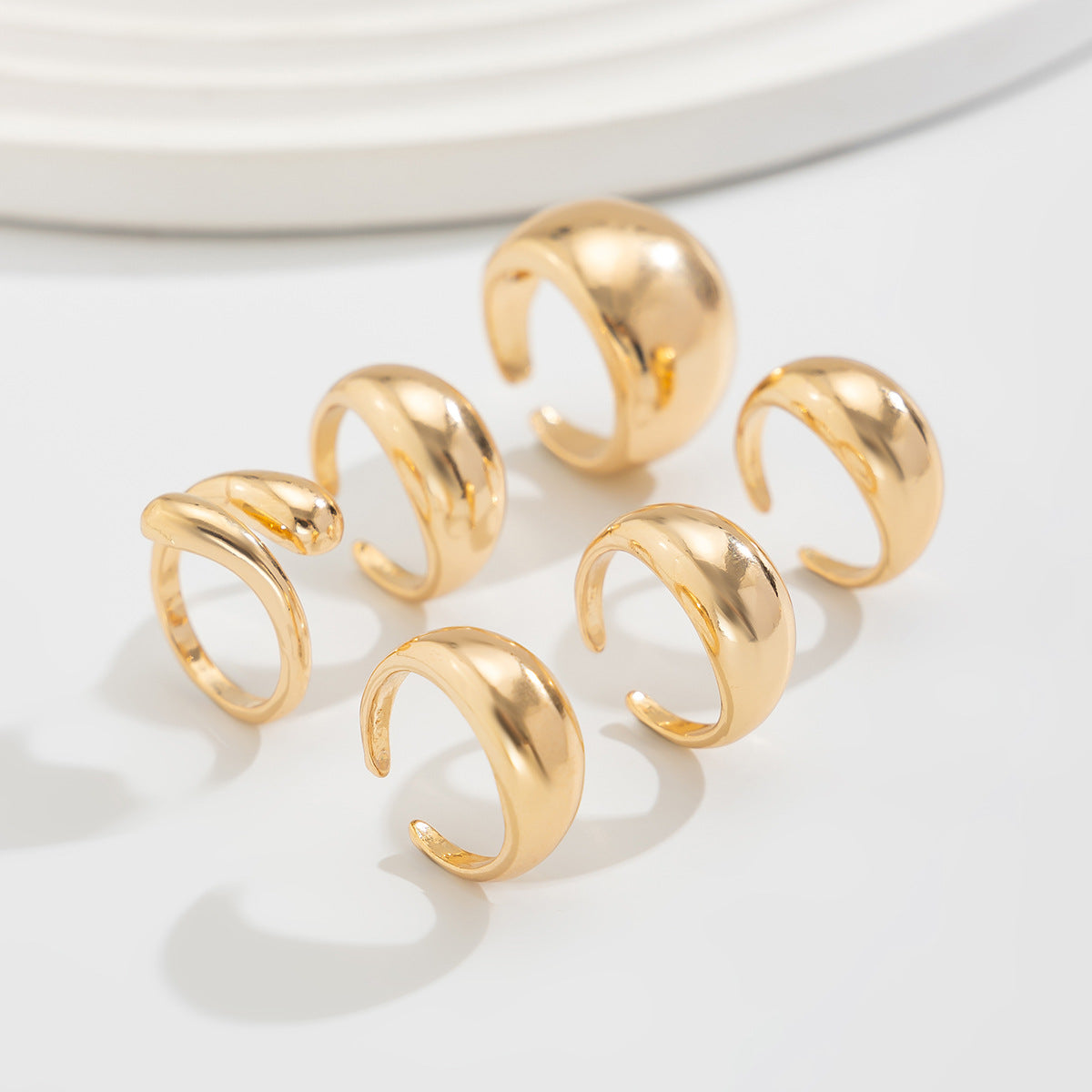 Ins Minimalist Style Trendy Exaggerated Mirror Versatile Ring Personality Alloy Hugging Ring
