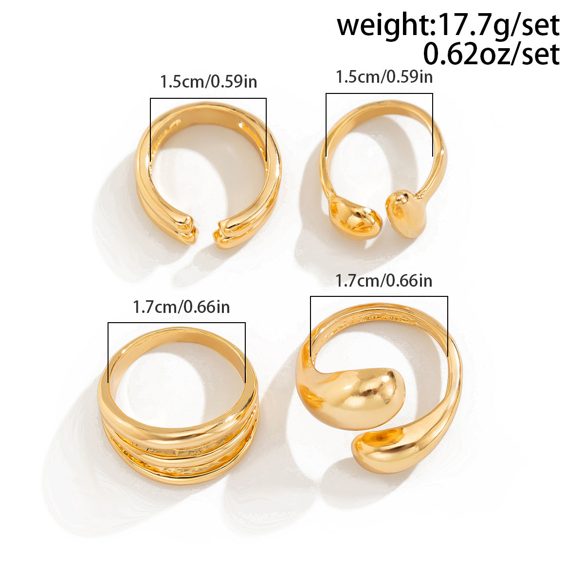 Hand Jewelry Personality Smooth Irregular Geometric Joint Ring Hip Hop Style Women's Ring Set
