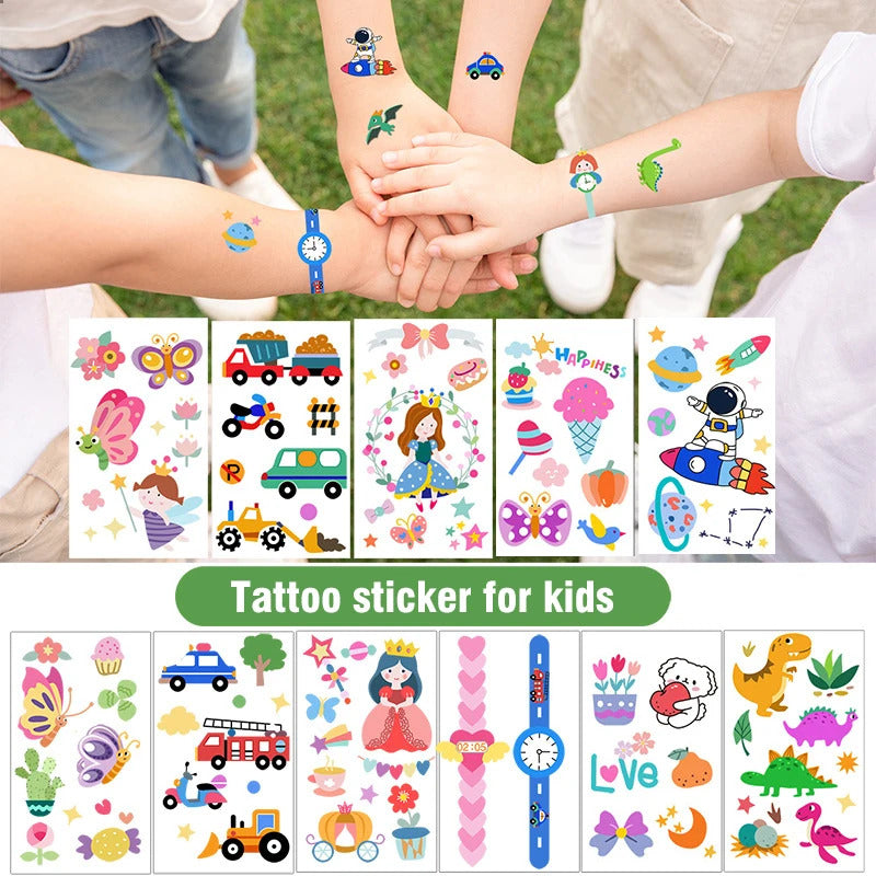 10 Pack Fake Tattoo Stickers Cartoon Temporary Tattoos Kids Arms Diy Body Art Cartoon Collection Mermaid Animals Astronaut