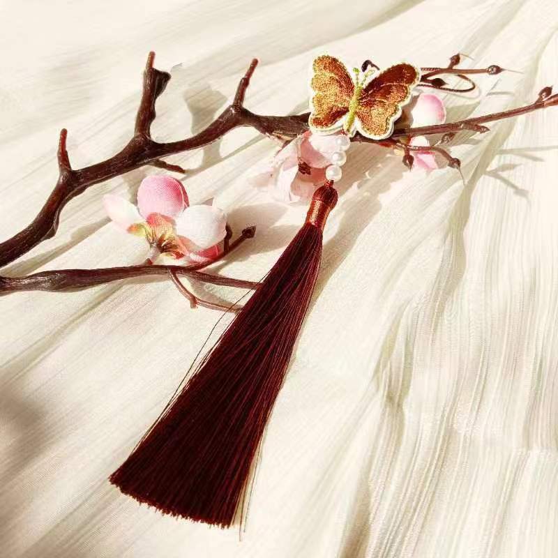 Ancient Style New 22-Color Embroidery Butterfly Tassel Hanfu Horse-Face Skirt National Style Children's Clothing Small Tassel Decorative Pendant