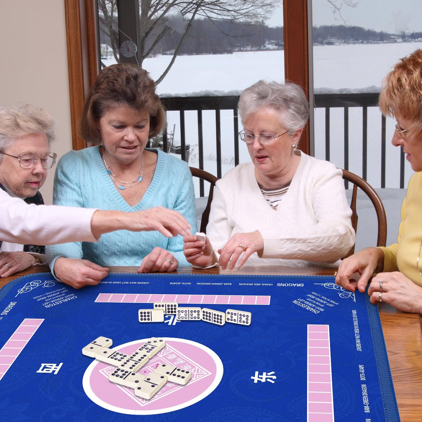 Mahjong Tablecloth Rubber Table Mat Cross-Border Amazon Anti-Slip Noise Reduction Waterproof 32.4inch Board Game Table Mat