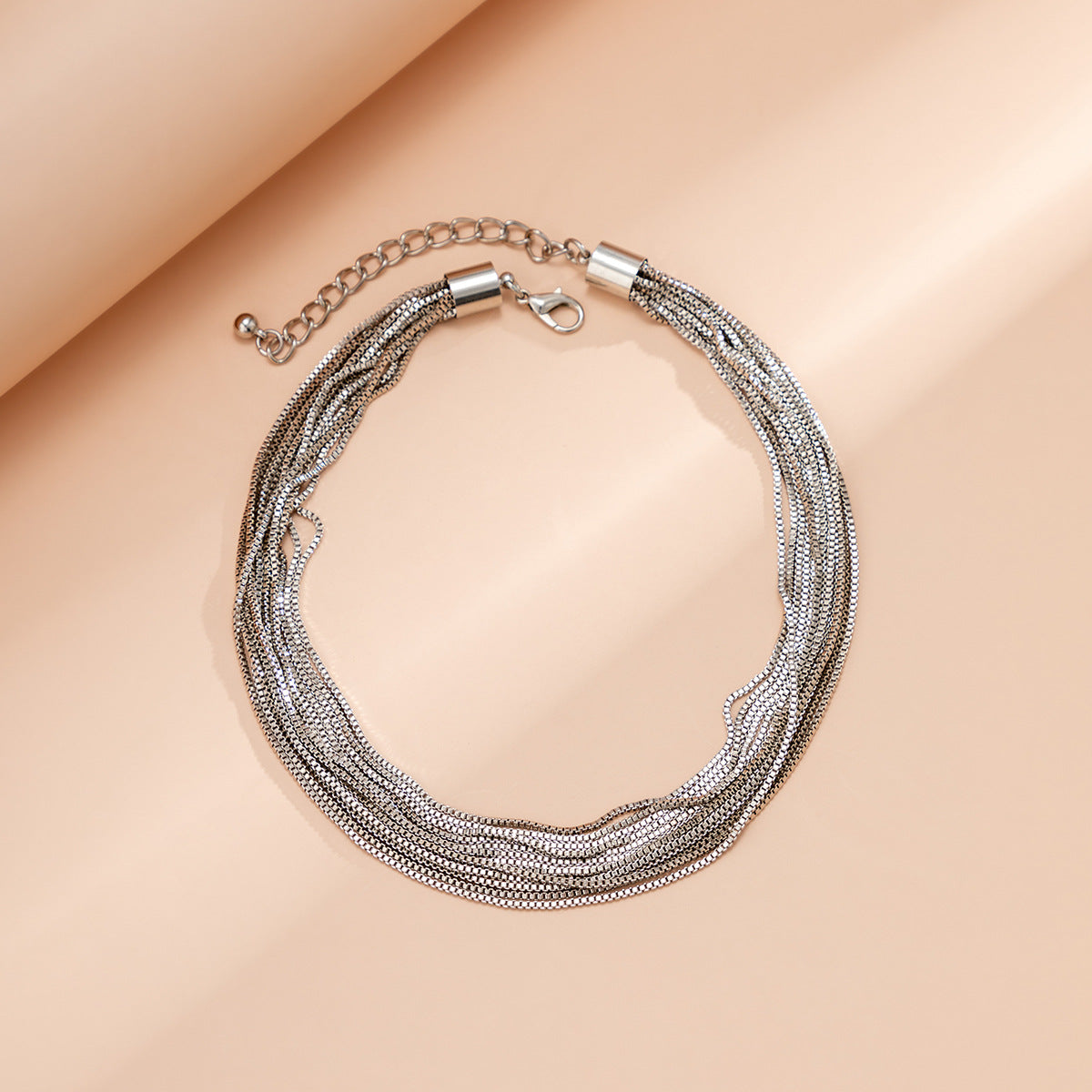 Cross-Border Exaggerated Punk Multi-Layer Chain Stacked Necklace Simple Niche Geometric Ball Personality Choker Necklace