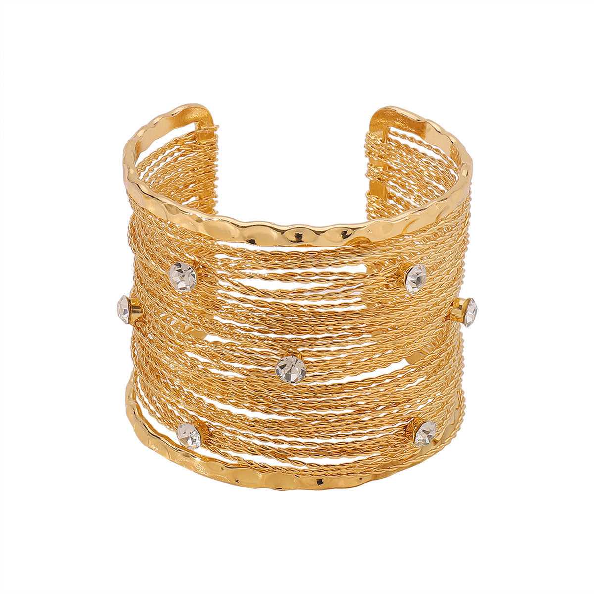 Vintage High-End Bracelet Sweet Cool Punk Style Wide Metal Brushed Line Open Bangle for Women