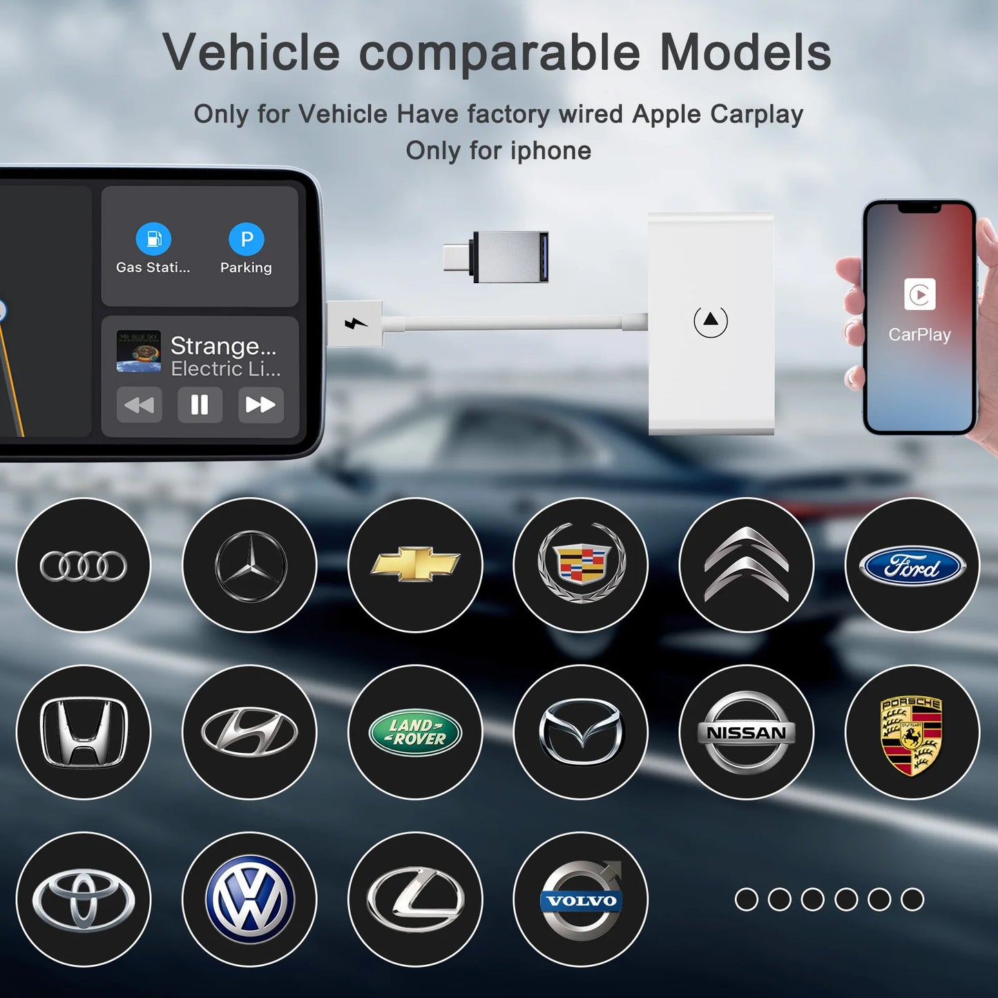 Wireless CarPlay Adapter/Dongle iPhone Wired to Wirelss Carplay Converter For OEM Factory Wired CarPlay Car