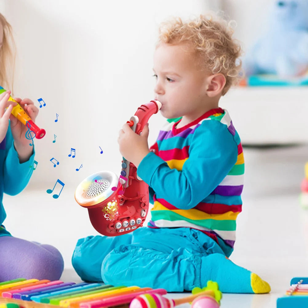 Kids Saxophone Toy Clarinet Toy with Light Music Kids Instruments Early Education Toy for 3 4 5 6 7 Year & Up Old Boy Girls