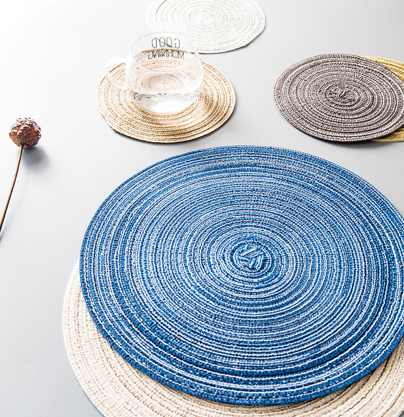 Placemat Woven Coaster Heat Insulation Mat Ins Feng Shui Kettle Mat Household Anti-scalding Dish Plate Bowl Mat Western Dining Table Mat