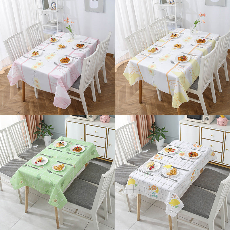Nordic Style Warm High Temperature Resistant Tablecloth Ins Tablecloth Waterproof Oil-Proof Disposable High-Grade PVC Plaid Dining Table Cloth Liner