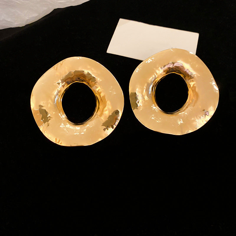 Simple Heart Circle Earrings Fashion Versatile Geometric Ear Clips Ear Studs Light Luxury High-end Feel Earrings for Women