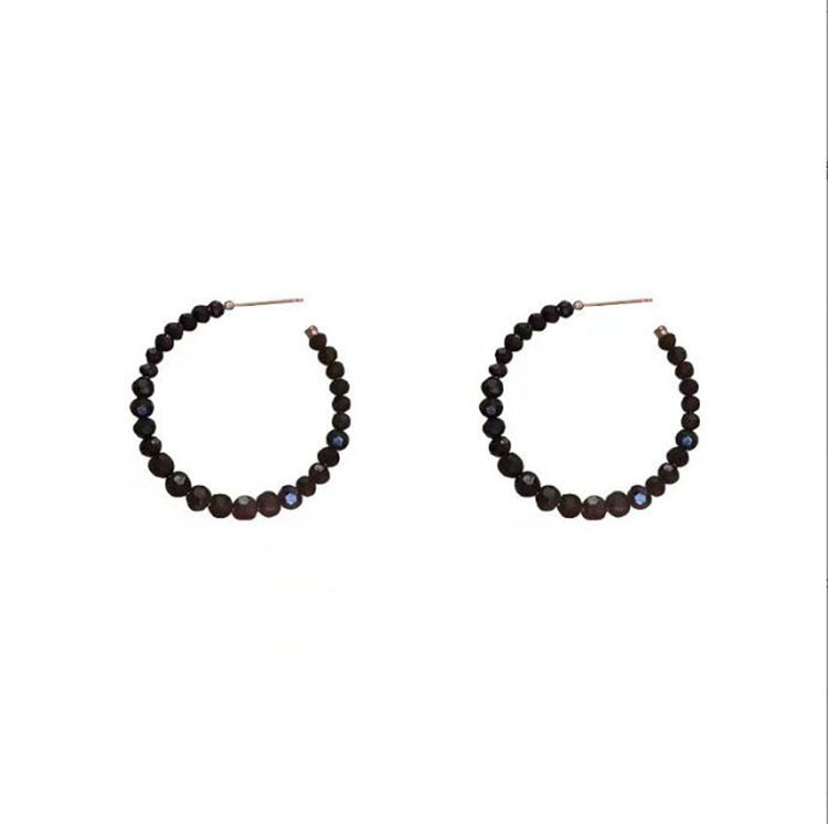 Sterling Silver Needle South Korea Temperament Entry Lux Black Crystal Earrings TikTok Hot Sale Special Interest Light Luxury Stud Earrings Earrings