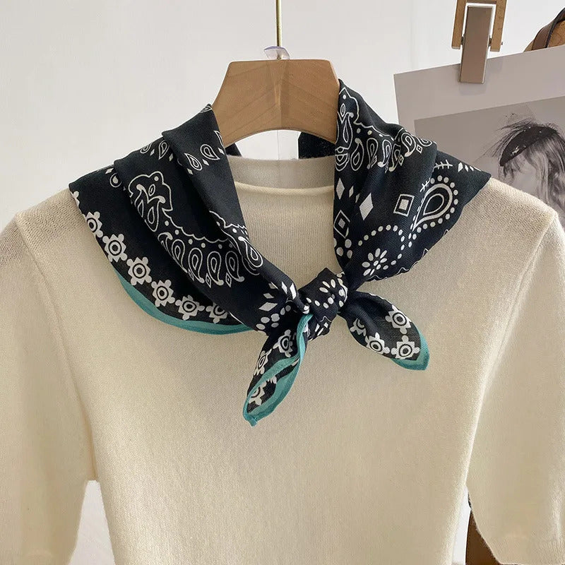 Spring/Summer 70cm Cashew Print Square Scarf Women’s Breathable Imitation Silk Bandanna Luxury Female Neckerchief Fashion Hijab