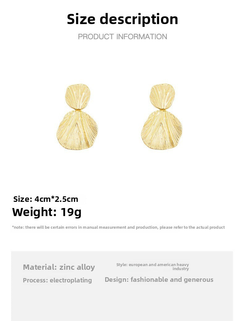 Heavy industry high-grade gold earrings niche design earrings Europe and the United States exaggerated earrings in stock wholesale luxury