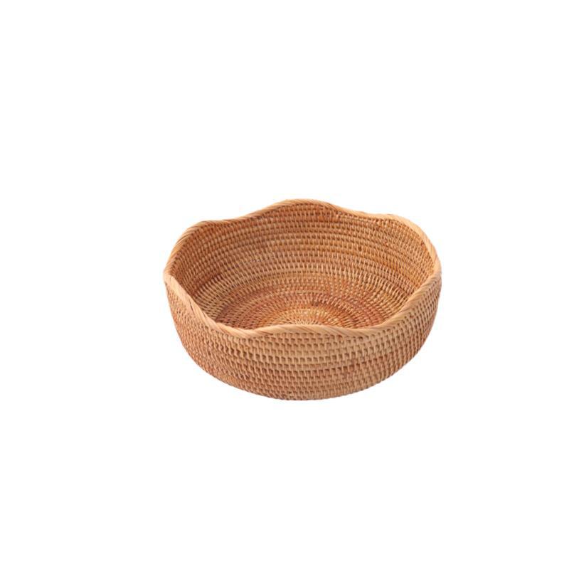 Rattan Handwoven Fruit and Vegetable Basket, Cookie Candy Bread Storage Basket, Living Room Desktop Organizer Storage Basket