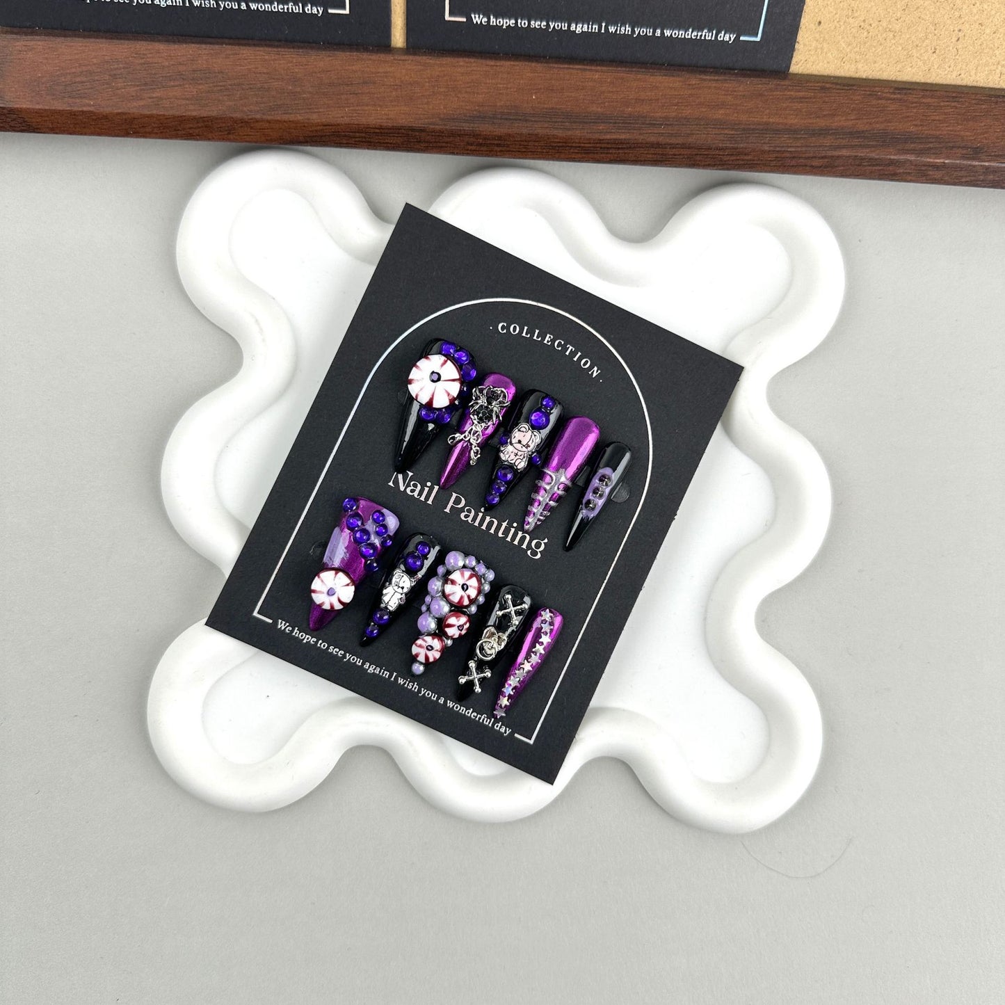 Nail Stickers Halloween Style Exaggerated Cool Dark Wearable Nail Stickers High-end Handmade