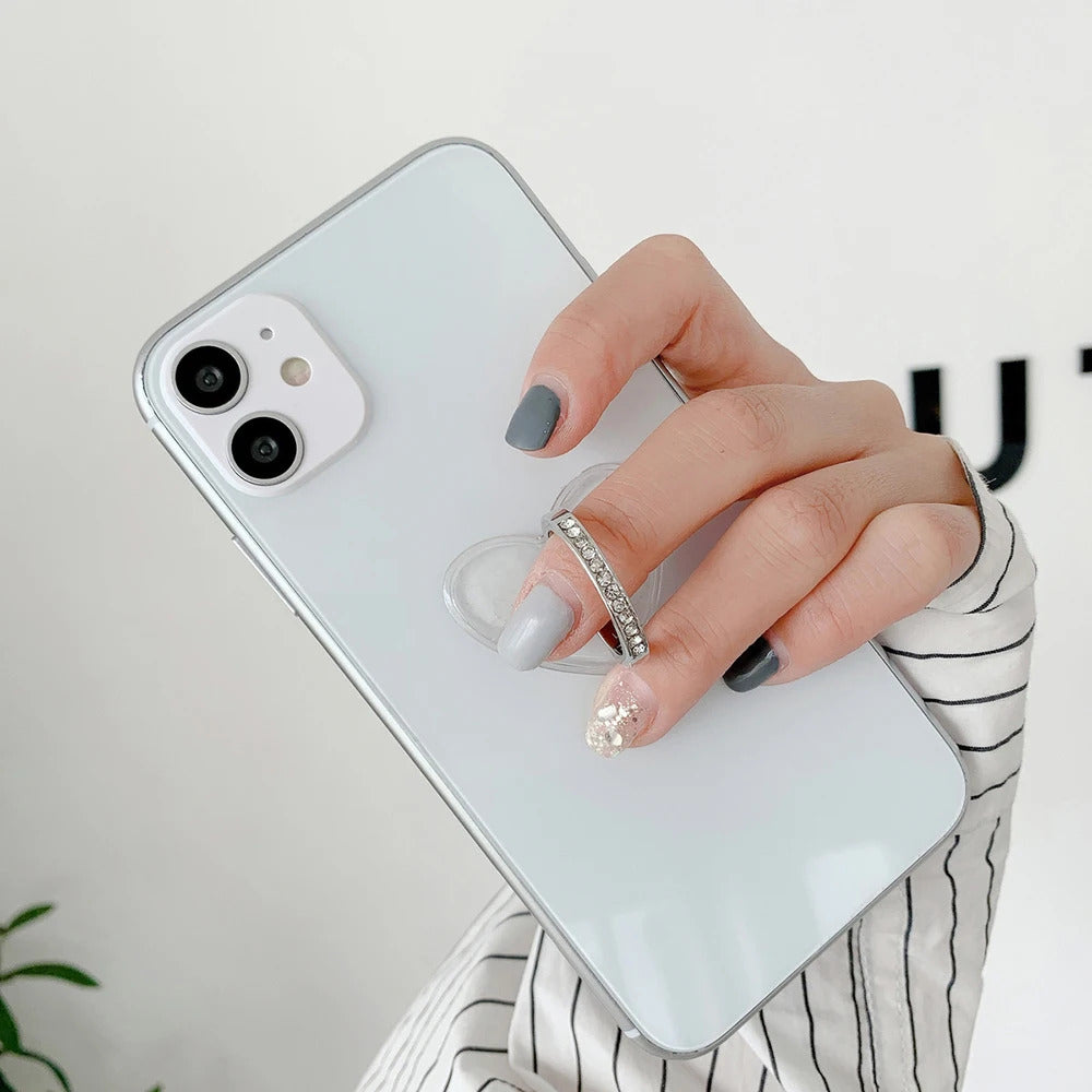 Transparent Cell Phone Ring Holder Stand 360°Degree Rotation Clear Finger Grip Kickstand Compatible iPhone Xiaomi for Phone Case