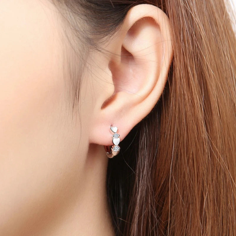 1 Pair Love Heart Cubic Zirconia Earrings Therapy Acupoints Slimming Ear Magnetic Weight Loss Jewelry Girls Fashion Accessories