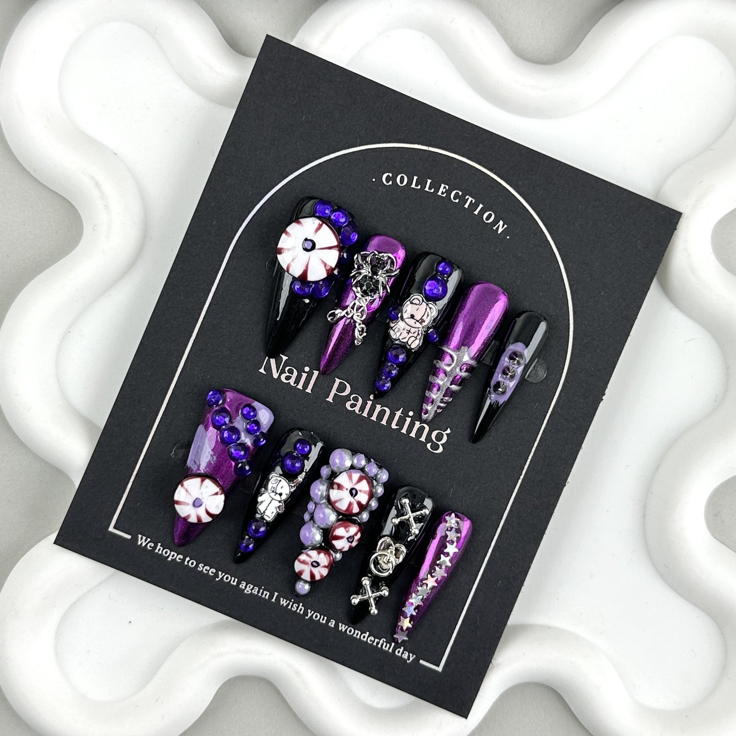 Nail Stickers Halloween Style Exaggerated Cool Dark Wearable Nail Stickers High-end Handmade