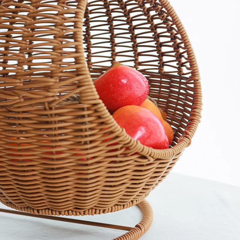 Imitation Rattan Weaving Creative Household Desktop Fruit Basket Dessert Candy Basket Fruit Hanging Basket Snack Storage Basket