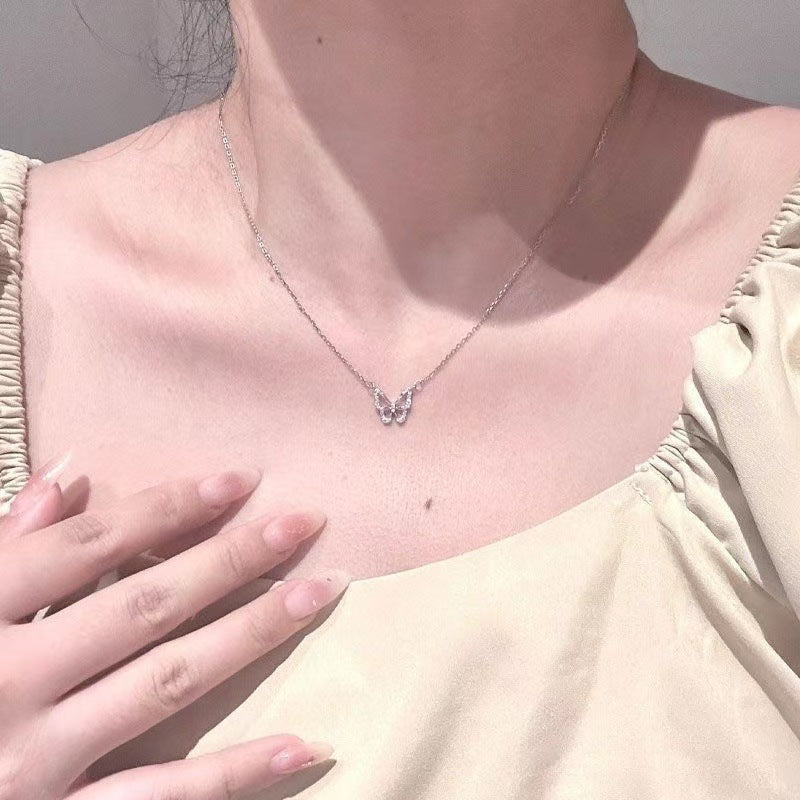 White Moonlight Five-Piece Set Aquamarine Design Necklace Pendant Moonstone Light Luxury Simple High-End Versatile Choker Collarbone