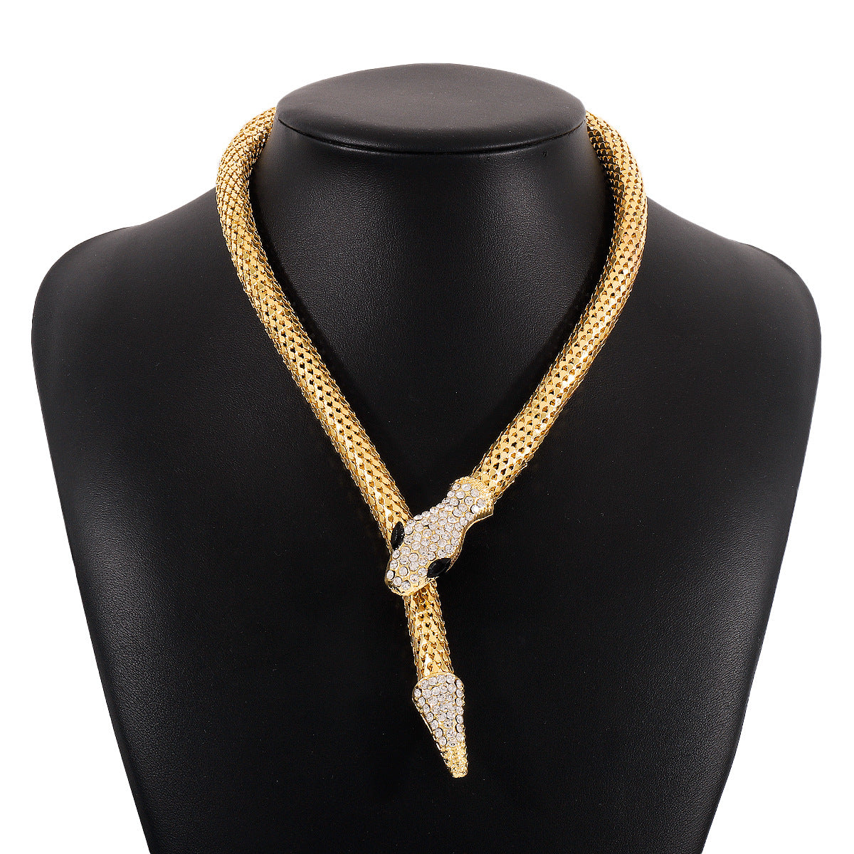 Exaggerated Snake Necklace Punk Personality Hip-Hop Style Necklace Trendy Cool Street Style Show Micro-Inlaid Choker