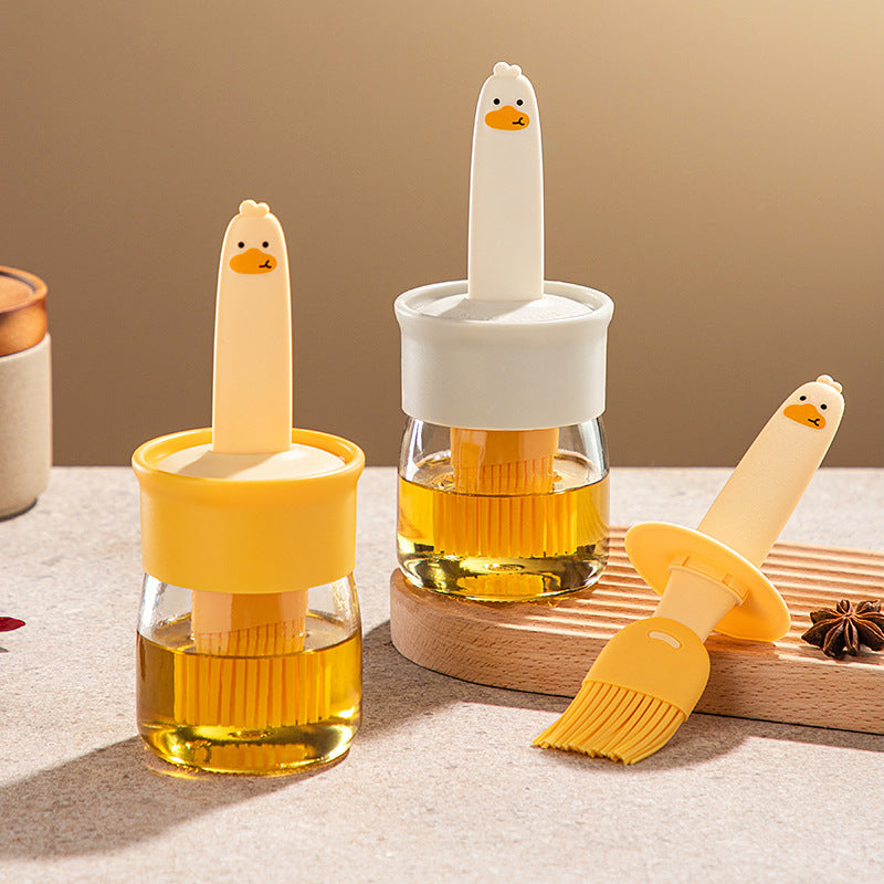 Silicone Oil Brush Household High Temperature Resistant Oil Brush with Bottle Dispensing Oil Pot Outdoor BBQ Oil Brush Integrated Oil Brush Bottle