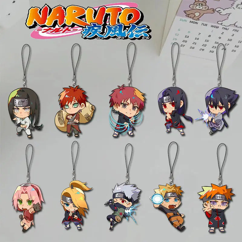 Naruto 2D Sasuke Kakashi Haruno Sakura anime peripheral cartoon mobile phone chain mobile phone lanyard high-value wholesale