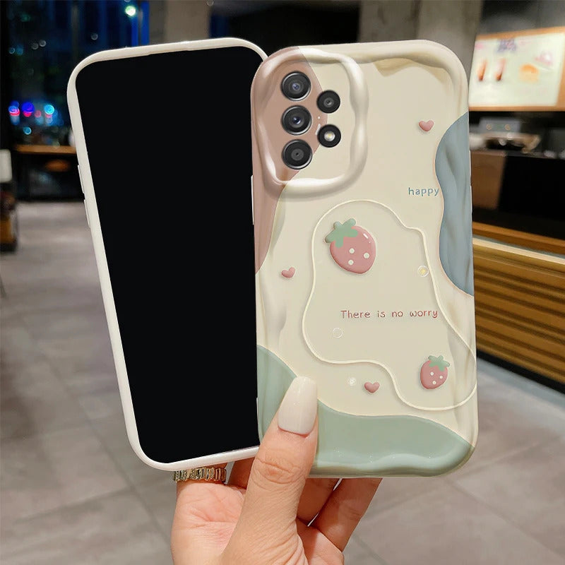 Green And Sweet Flowers For Samsung S24 S23 S21 S20 Ultra Plus FE A73 A72 A71 A51 A31 A05S A05 A04 5G Wave Oil Funda Phone Case
