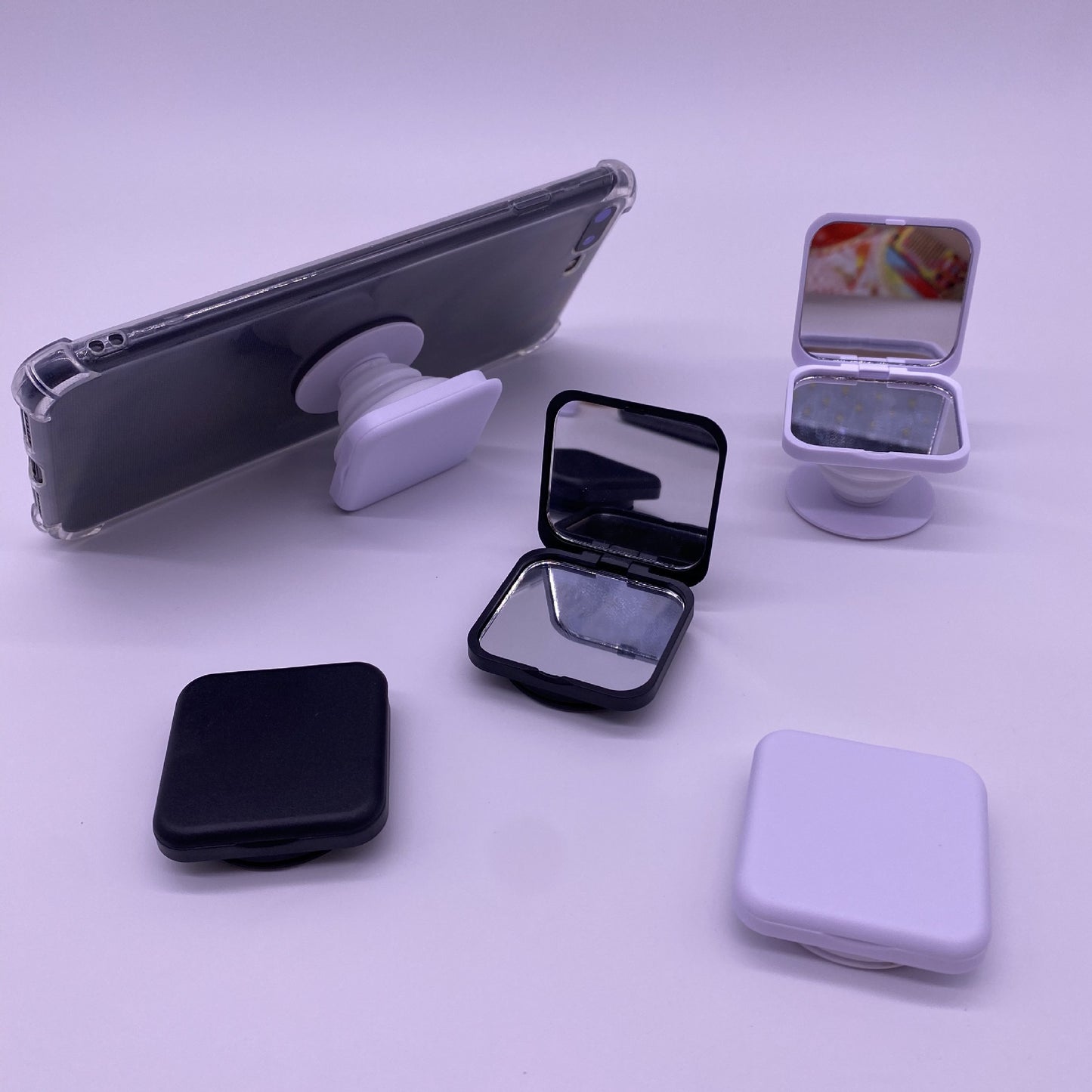 Phone Airbag Telescopic Folding Stand New Square Makeup Mirror Stand Glass Mirror Flip Cover Double-Sided Mirror