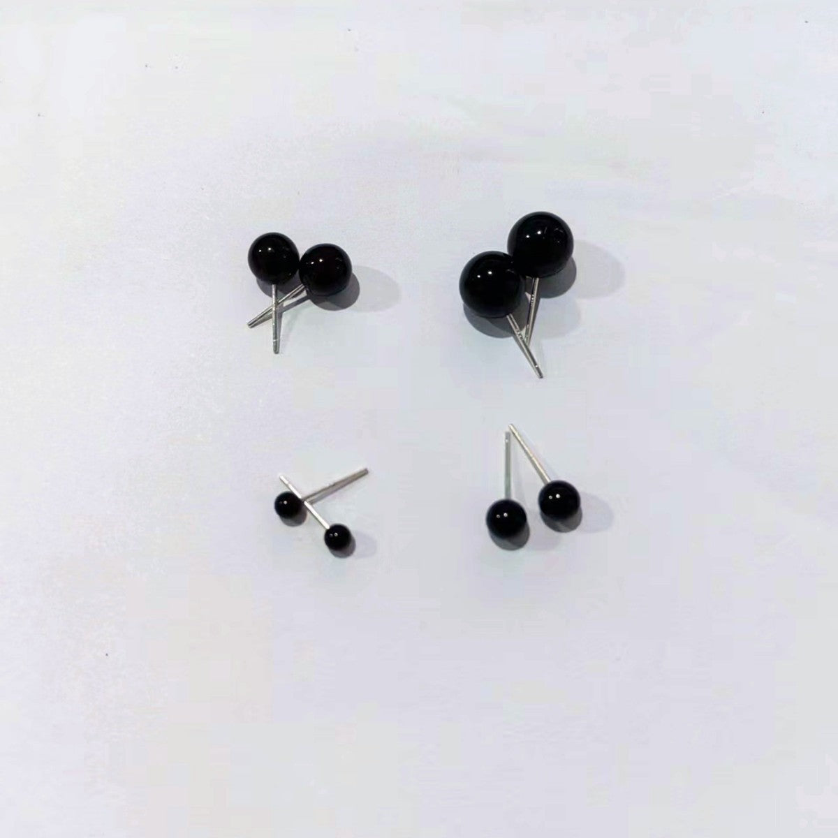 S925 Imitation Silver Needle White Round Pearl Earrings Simple New Year Festive Red Earrings Pearl Studs