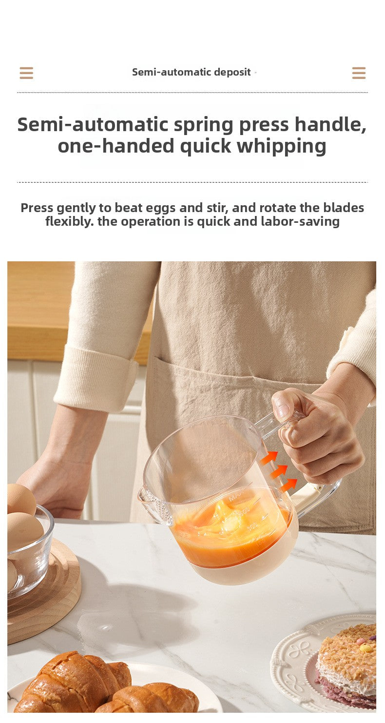 Multifunctional Egg Beater Cup Household Egg Whisk Cream Mixer Manual Foam Beater Egg Beating Stick Baking Large Capacity