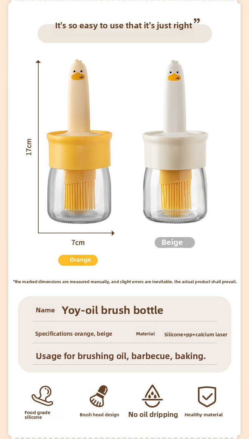Silicone Oil Brush Household High Temperature Resistant Oil Brush with Bottle Dispensing Oil Pot Outdoor BBQ Oil Brush Integrated Oil Brush Bottle