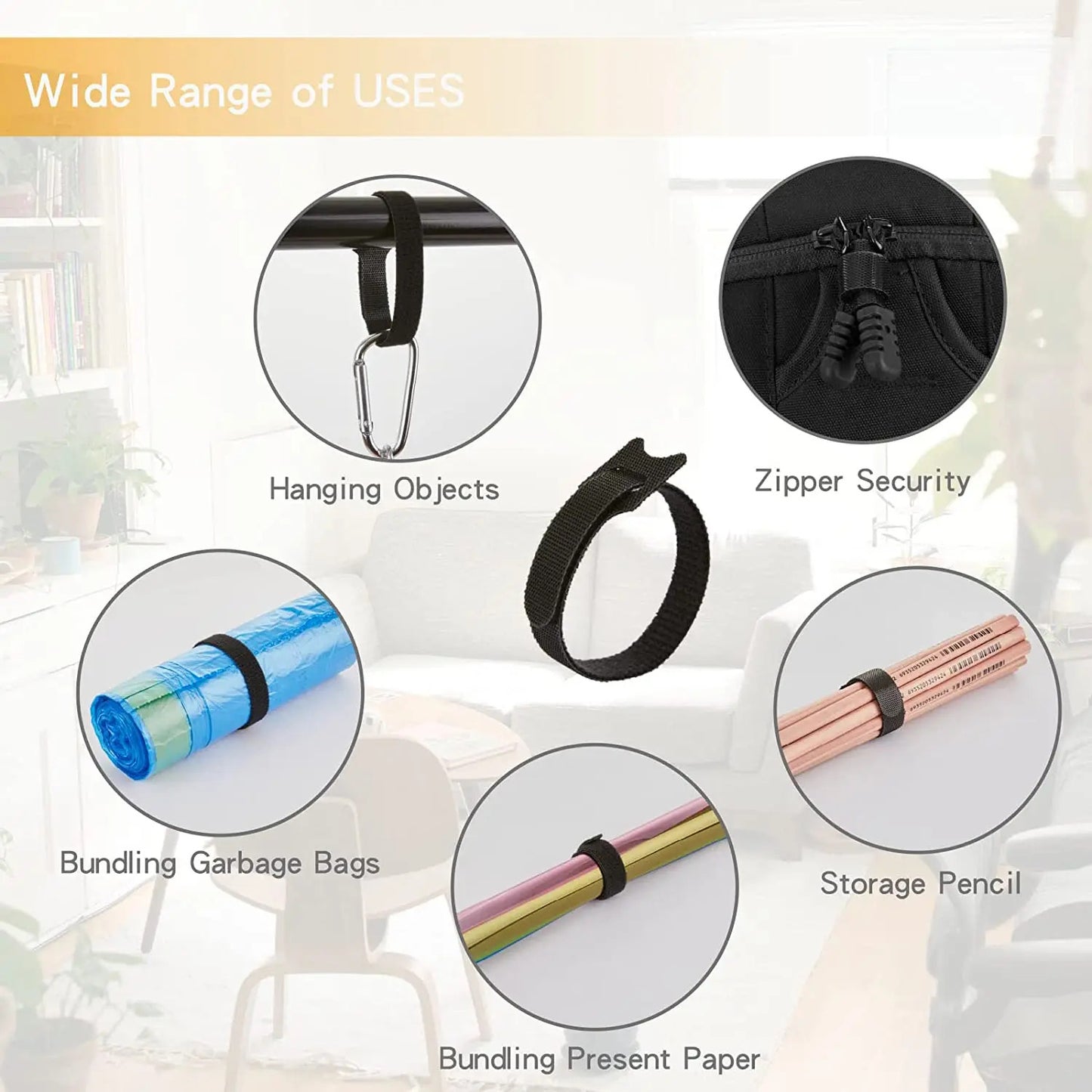 10/30/50PCS Releasable Cable Organizer Ties Nylon Strap Wire Management Adjustable Hook Loop Cable Mouse Earphones Keeper Holder