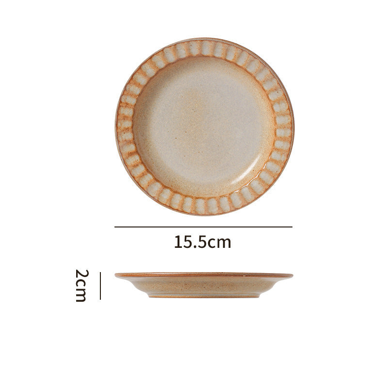 Japanese Retro Exquisite Afternoon Tea Latte Art Striped Coffee Cup and Saucer Ceramic Set Office Milk Breakfast Cup