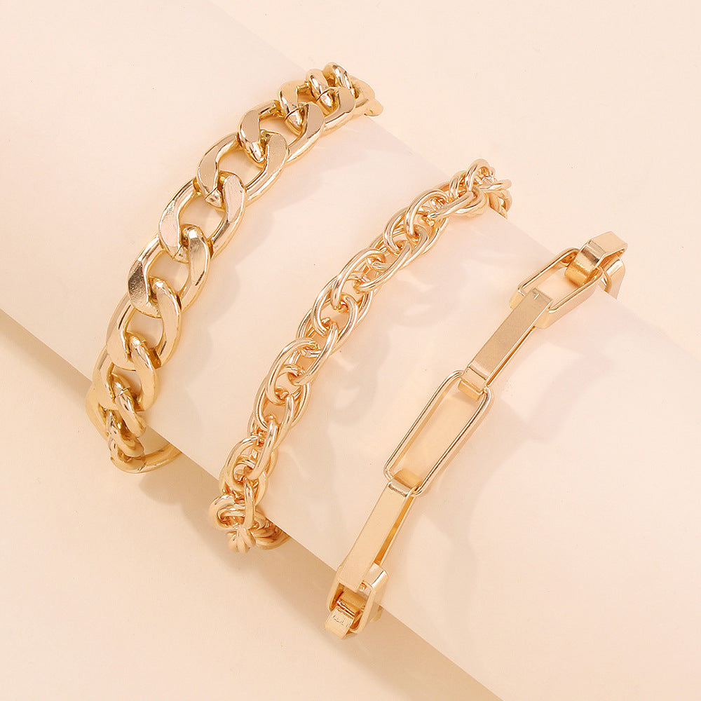 New Exaggerated Alloy Thick Chain Multi-layer Bracelet for Women European and American Fashion Gold Bangle