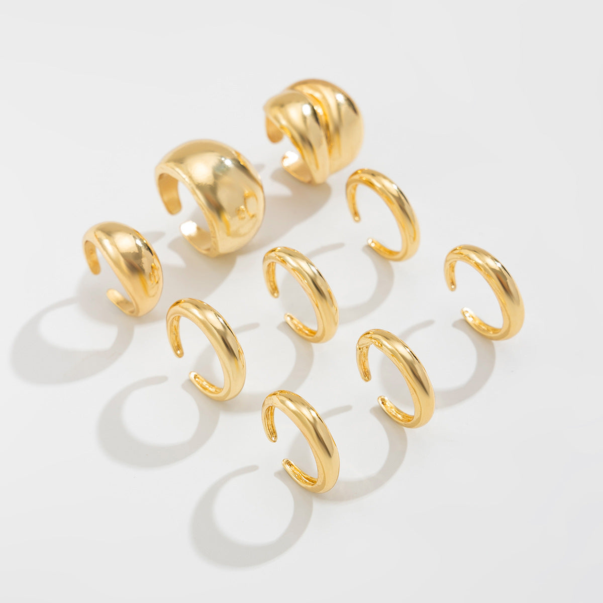 Ins Minimalist Style Trendy Exaggerated Mirror Versatile Ring Personality Alloy Hugging Ring