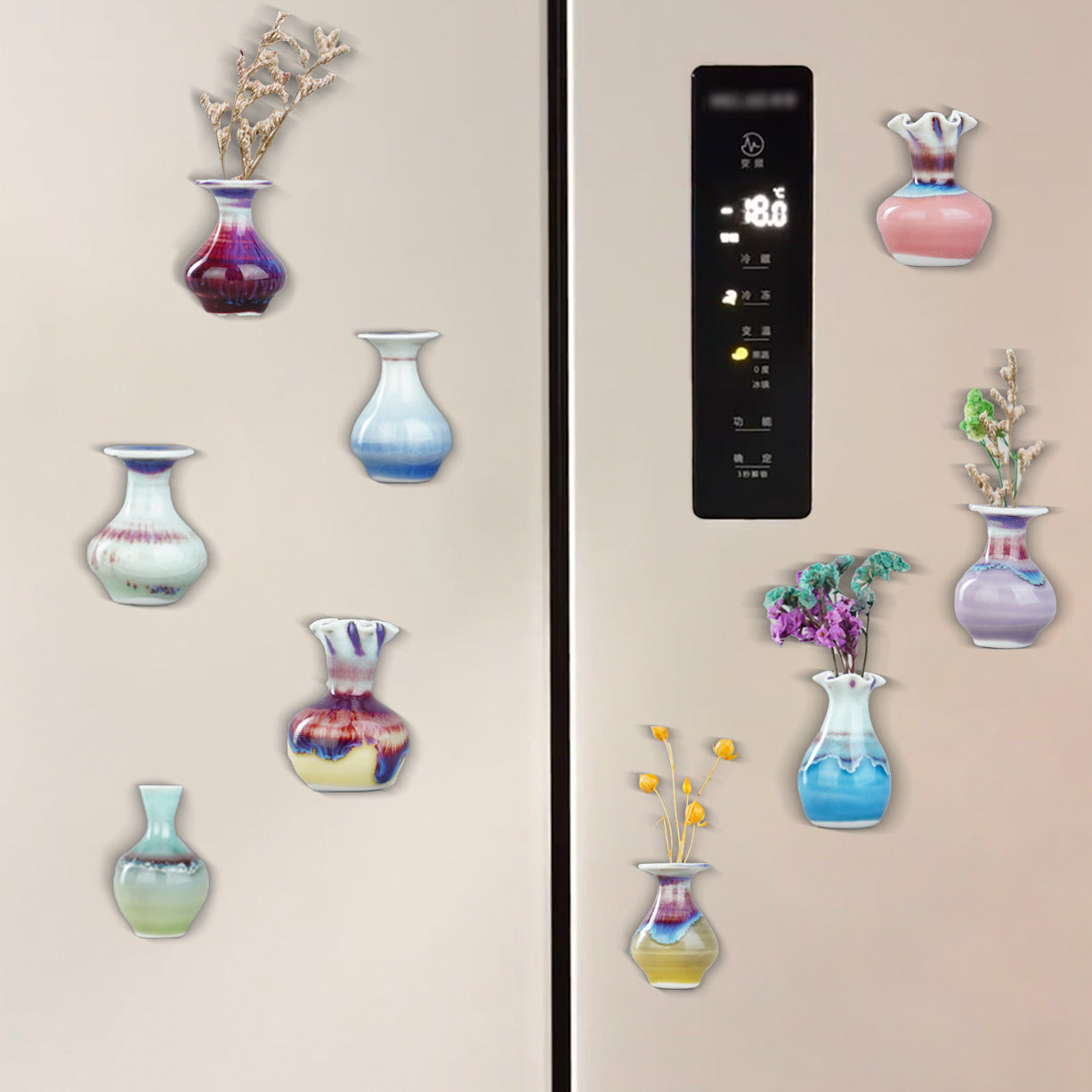 Kiln Change Mini Ceramic Small Vase Refrigerator Magnet Hydroponic Aromatherapy Craft