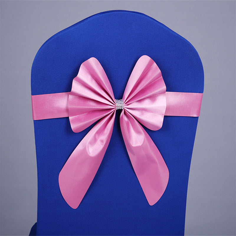 Wedding Chair Back Flower Decoration No-Tie Elastic Bow Chair Sash Chair Cover Chair Back Hotel Banquet Special