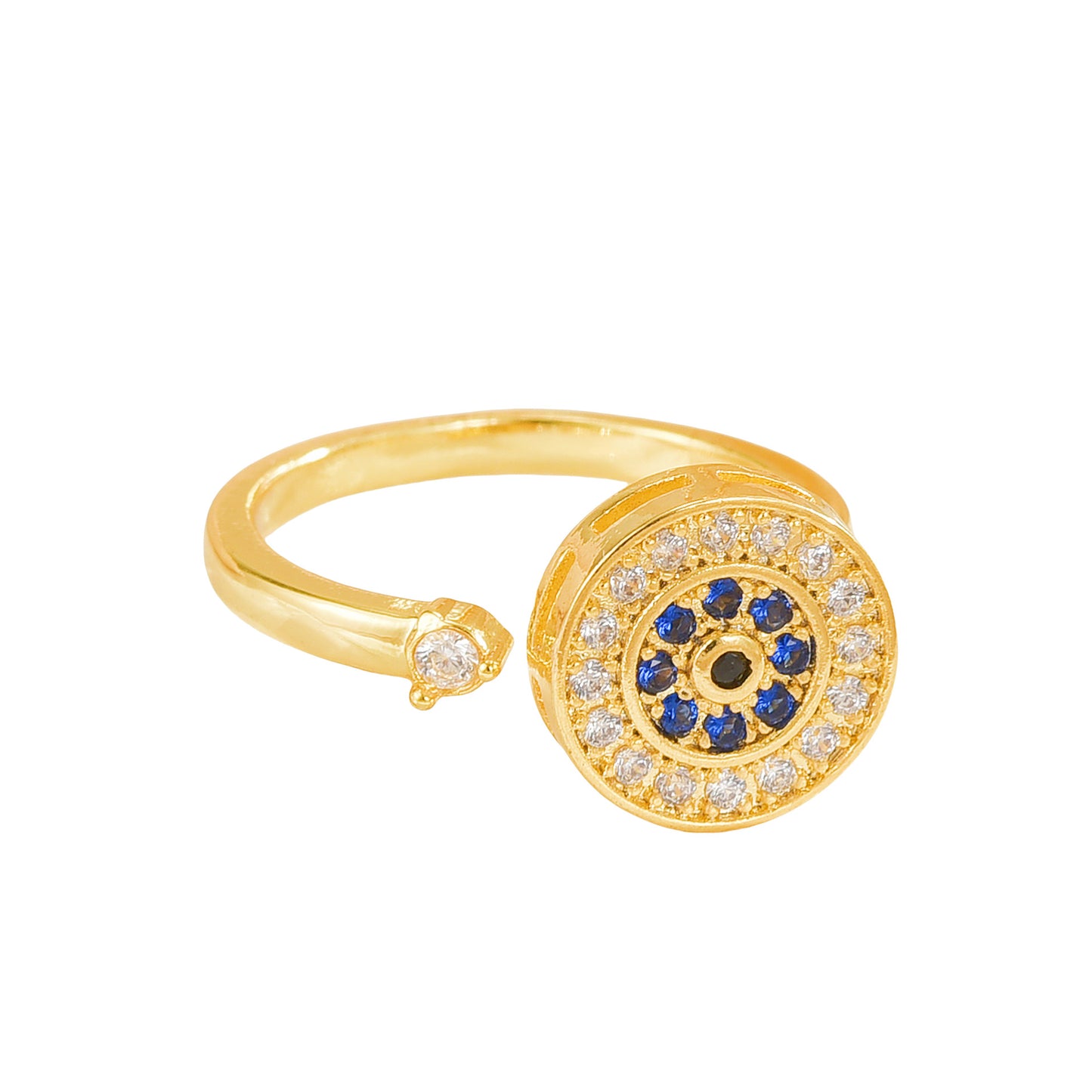 Rotating Ring for Women, Copper Gold Plated, Non-Fading, Elegant and Luxurious, Adjustable Daisy, Star, Moon, Zircon, European and American Cross-Border