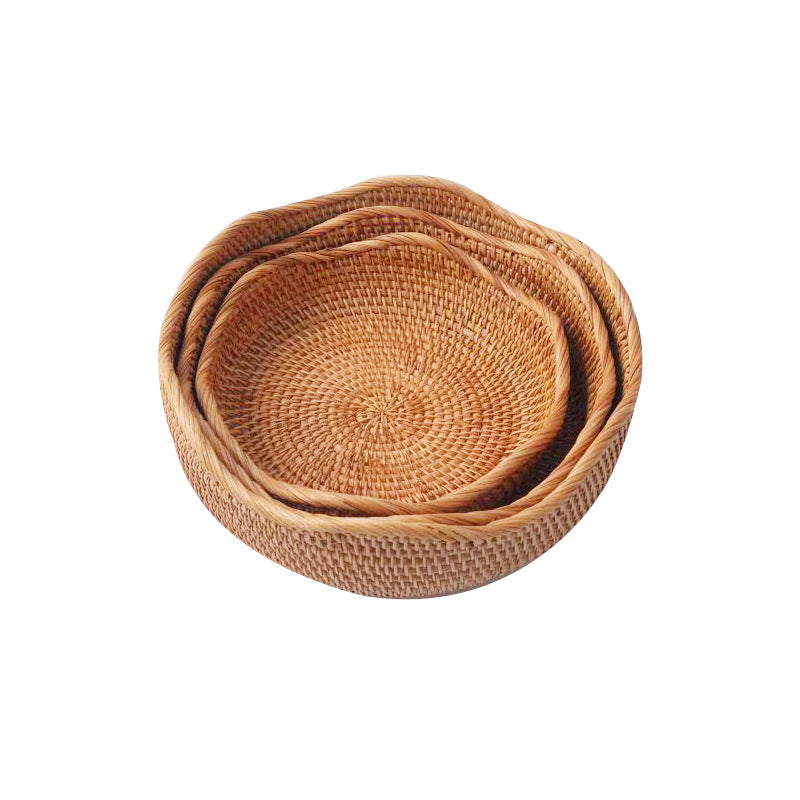 Rattan Handwoven Fruit and Vegetable Basket, Cookie Candy Bread Storage Basket, Living Room Desktop Organizer Storage Basket