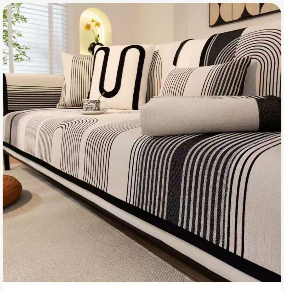 Fabric Chenille Sofa Cushion Four Seasons Autumn Winter Seat Cushion Modern Simple Sofa Cover Throw Blanket Cloth Leather