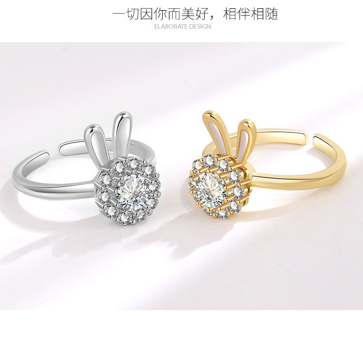 Smart Rabbit Ring for Women, Rotatable Ring, Light Luxury Niche Design, Index Finger Ring, New Trendy Style