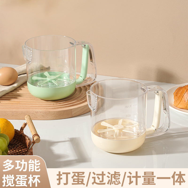 Multifunctional Egg Beater Cup Household Egg Whisk Cream Mixer Manual Foam Beater Egg Beating Stick Baking Large Capacity