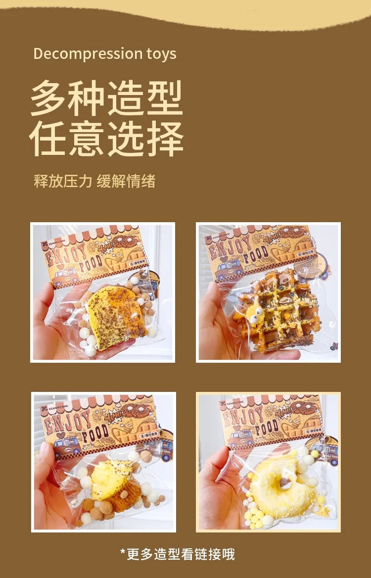 Squishy Food Creative Kids Fidget Toy Simulation exquisite Waffle Bread Toast Donuts Slow Rising Squeeze Stress Relief Toys