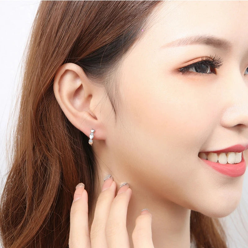 1 Pair Love Heart Cubic Zirconia Earrings Therapy Acupoints Slimming Ear Magnetic Weight Loss Jewelry Girls Fashion Accessories