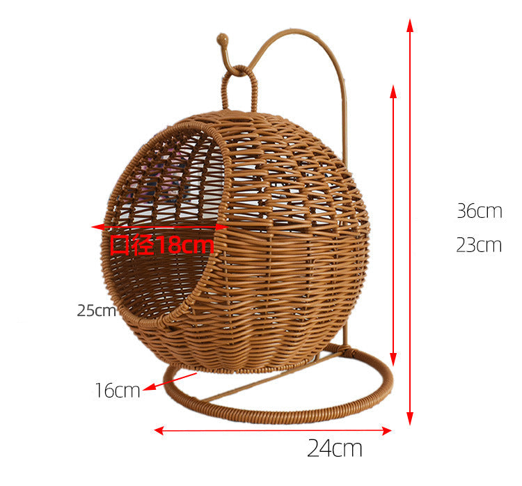 Imitation Rattan Hand-woven Storage Basket Creative Round Hanging Fruit Basket Household Hotel Snack Dried Fruit Storage Basket