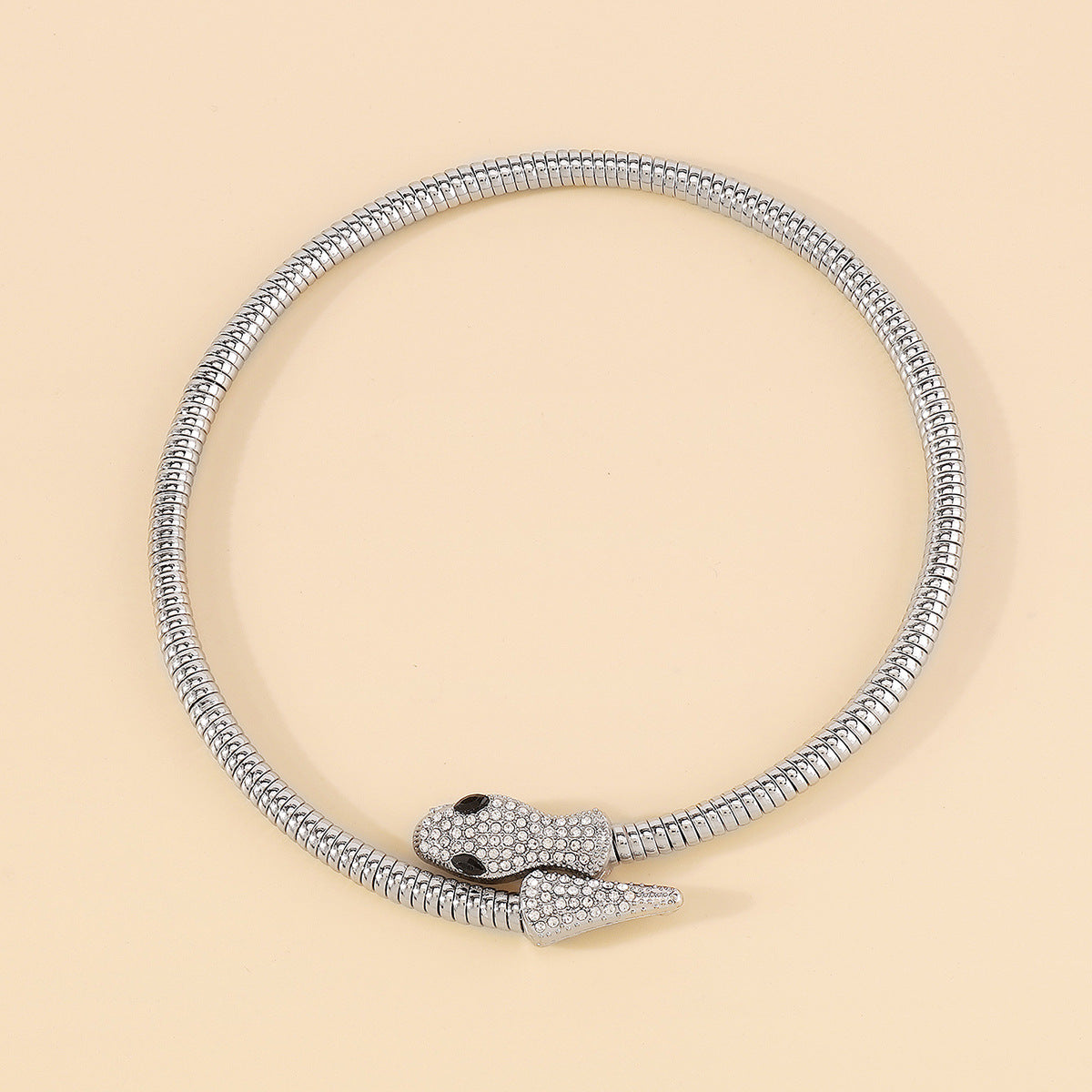 Exaggerated Snake Necklace Punk Personality Hip-Hop Style Necklace Trendy Cool Street Style Show Micro-Inlaid Choker