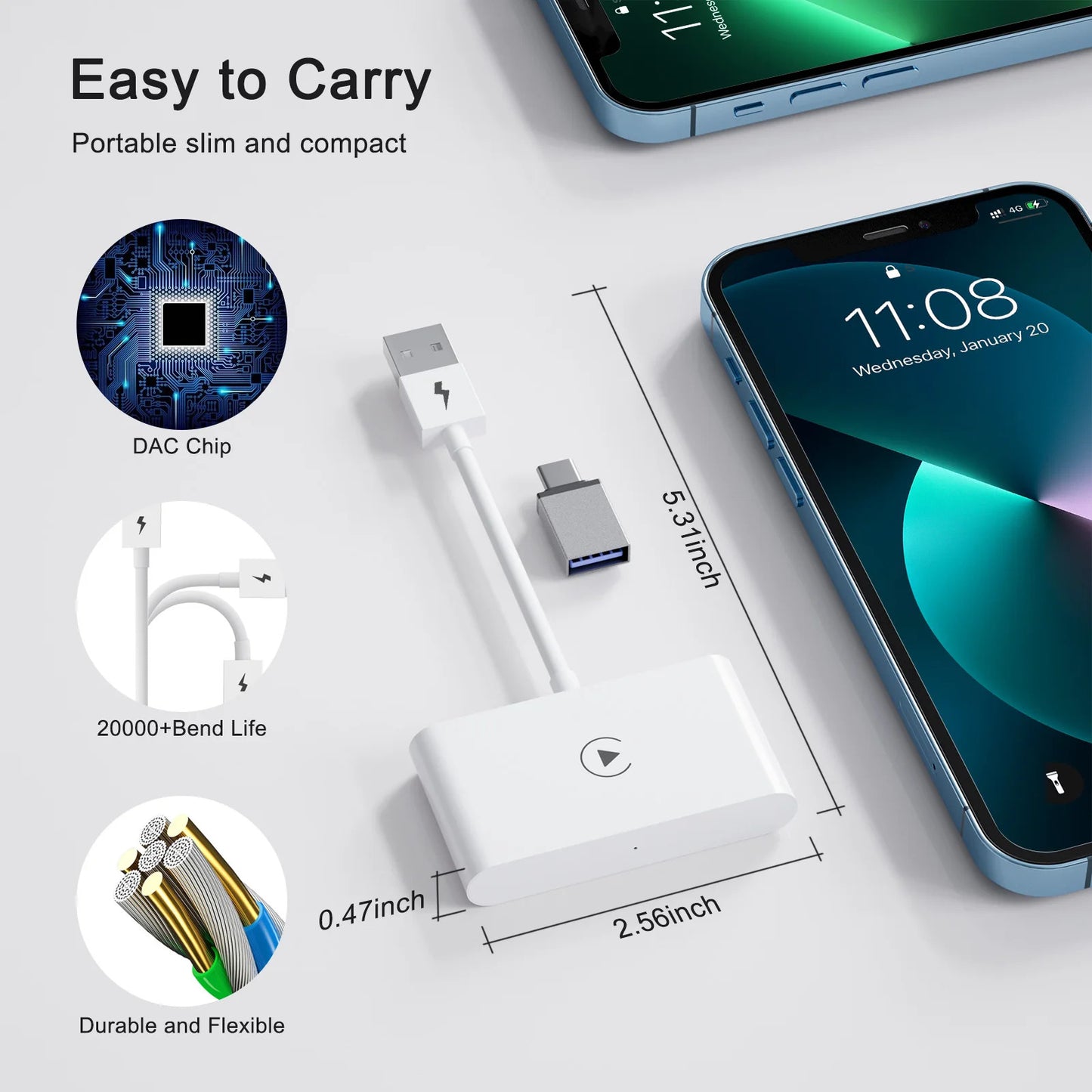Wireless CarPlay Adapter/Dongle iPhone Wired to Wirelss Carplay Converter For OEM Factory Wired CarPlay Car
