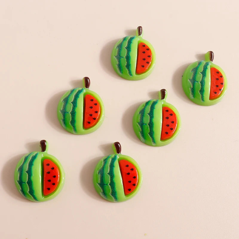 10pcs Mix Cute Mini Fruit Charms Pear Cherry Pineapple Peach Avocado Flat Back Resin Cabochons Scrapbook DIY Jewelry Accessories