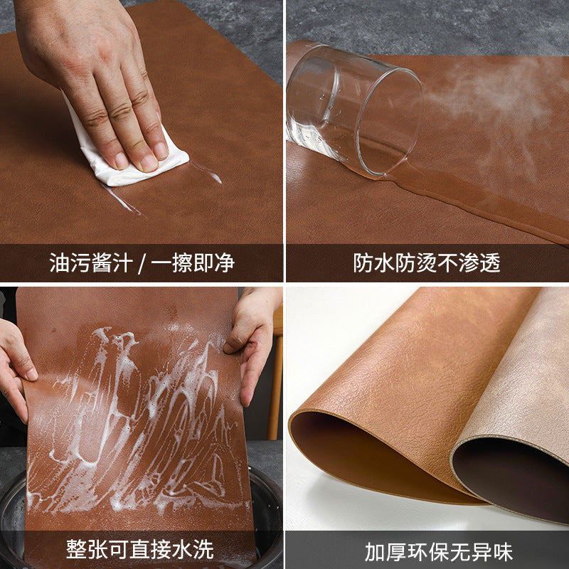 Chinese Style Household Leather Placemat Hotel Restaurant Fan-shaped Western Placemat European Cowhide Pattern Heat-resistant Dining Table Mat