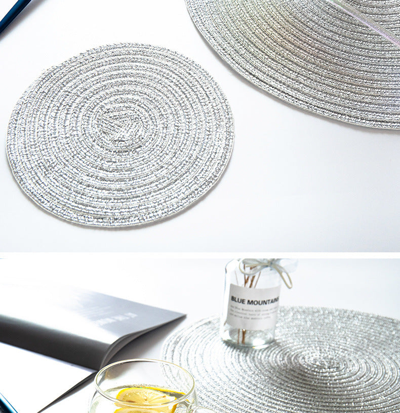 Placemat Woven Coaster Heat Insulation Mat Ins Feng Shui Kettle Mat Household Anti-scalding Dish Plate Bowl Mat Western Dining Table Mat